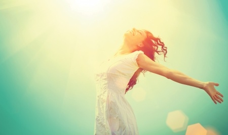 woman embracing life